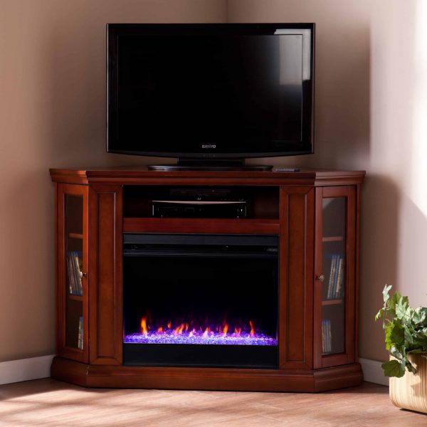 Silverado Color Changing Convertible Fireplace – Brown Mahogany 3