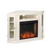 Silverado Smart Corner Fireplace w/ Storage - Ivory 22