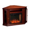 Silverado Smart Corner Fireplace w/ Storage – Brown Mahogany 14