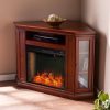 Silverado Smart Corner Fireplace w/ Storage – Brown Mahogany 17