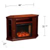 Silverado Smart Corner Fireplace w/ Storage – Brown Mahogany 20