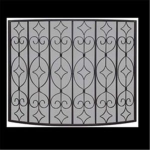 Single Panel Black Wrought Curved Ornate Screen