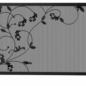 Single Panel Footed Fireplace Screen w Leafy Vines Design
