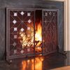 Small American Star Fireplace Fire Screen with Glass Accents and Doors 2