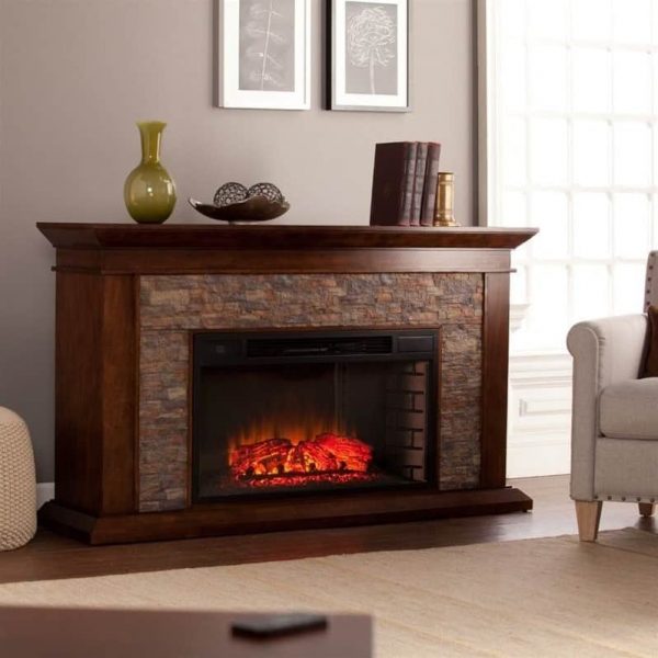 Southern Enterprises Canyon Heights Electric Fireplace in Maple