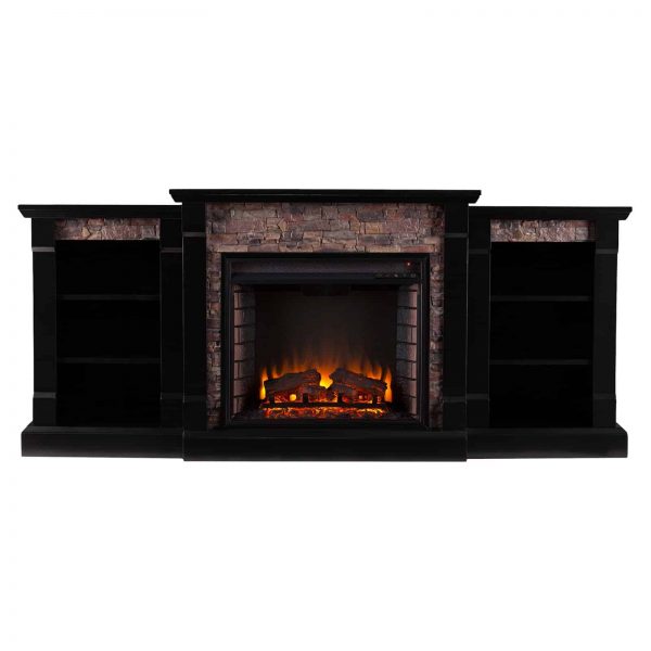 Southern Enterprises Gallatin Electric Fireplace with Bookcase 1