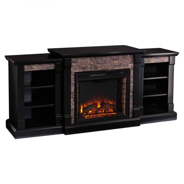 Southern Enterprises Gallatin Electric Fireplace with Bookcase 2