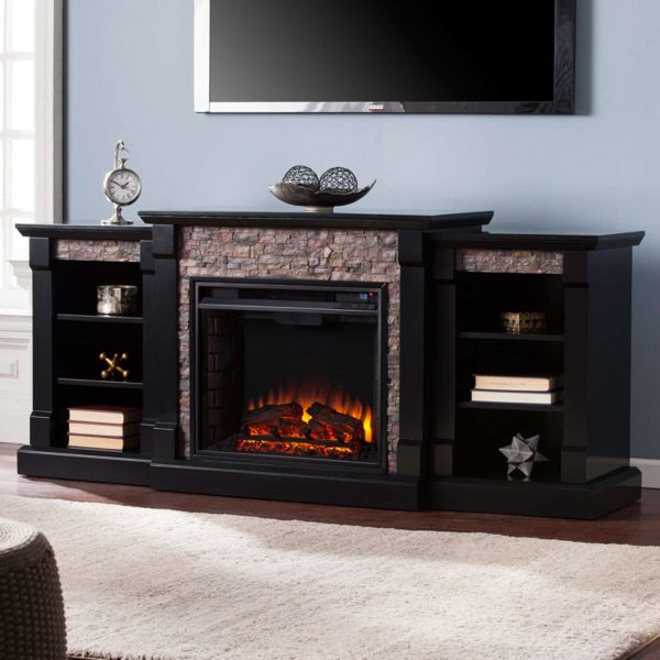 Southern Enterprises Gallatin Electric Fireplace with Bookcase 3