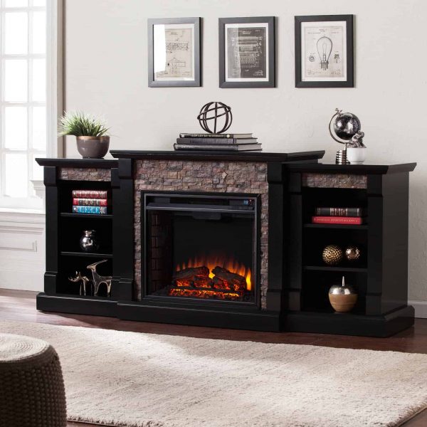 Southern Enterprises Gallatin Electric Fireplace with Bookcase