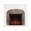 Southern Enterprises Tanaya Faux Stone Electric Fireplace in White 9