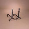 TI-2708 Natural Wrought Iron Ball End Andirons 18 3/4 Inch x 9 x14 3/4