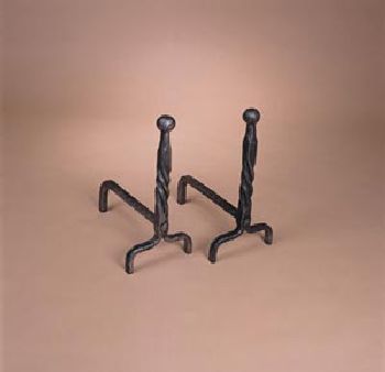 TI-2708 Natural Wrought Iron Ball End Andirons 18 3/4 Inch x 9 x14 3/4