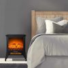 Thermomate 15" Freestanding Black Portable Electric Fireplace with Realistic Flame and Burning Log Effect , CSA Approved 6