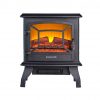 Thermomate 17" Freestanding Black Portable Electric Fireplace with Realistic Flame and Burning Log Effect