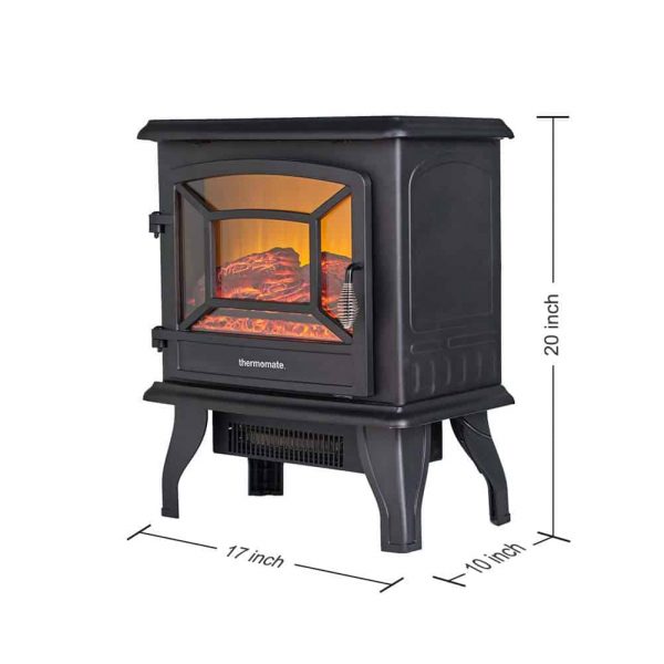 Thermomate 17" Freestanding Black Portable Electric Fireplace with Realistic Flame and Burning Log Effect, CSA Approved 4