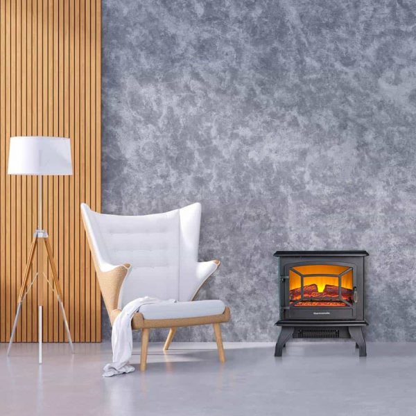 Thermomate 17" Freestanding Black Portable Electric Fireplace with Realistic Flame and Burning Log Effect, CSA Approved 5