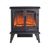 Thermomate 20" Freestanding Black Portable Electric Fireplace with Realistic Flame and Burning Log Effect