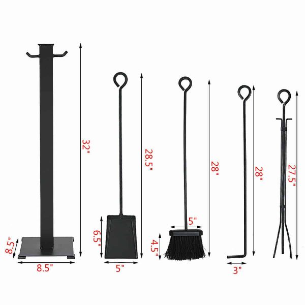 Topbuy 5pc Iron Fire Place Tool set Fireplace Tools Set Stand Hearth Accessories 2