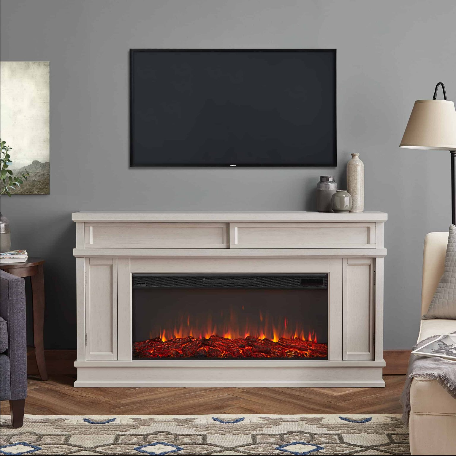Torrey Electric Fireplace In Bone White By Real Flame 1536x1536 