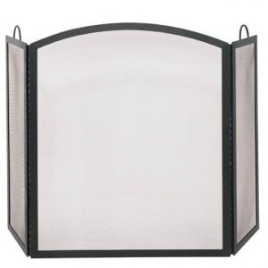 Tri-Fold Large Fireplace Screen w Arched Middle Panel