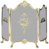 UniFlame S-9099 Three Panel Fold Ornate Fully Cast Solid Brass Screen