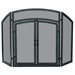 Uniflame 3 Panel Black Wrought Iron Arch Top Fireplace Screen with Doors 1