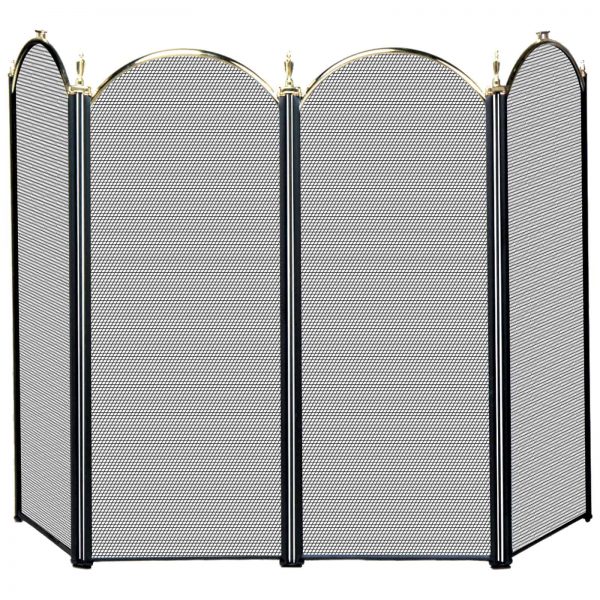 Uniflame 4 Panel Triple-Plated Folding Fireplace Screen