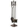 5pc Bronze Fireset with Ball Handles and Pedestal Base