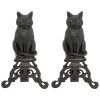 Uniflame Black Cast Iron Cat Andirons