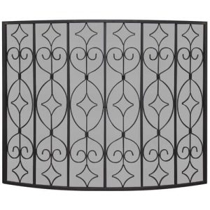 Uniflame Corporation Single Panel Wrought Curved Ornate Fireplace Screen
