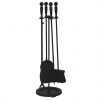 Uniflame F-1583B 5 Piece Brushed Black Finish Fire Set with Double Rods 2