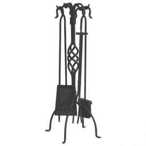 Uniflame F-1739 5 Piece Black Mission Fireset with Crook Handles