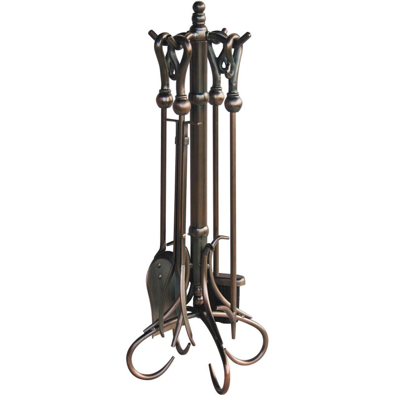 Uniflame Venetian Bronze Finish Wrought Iron Fireplace Tool Set