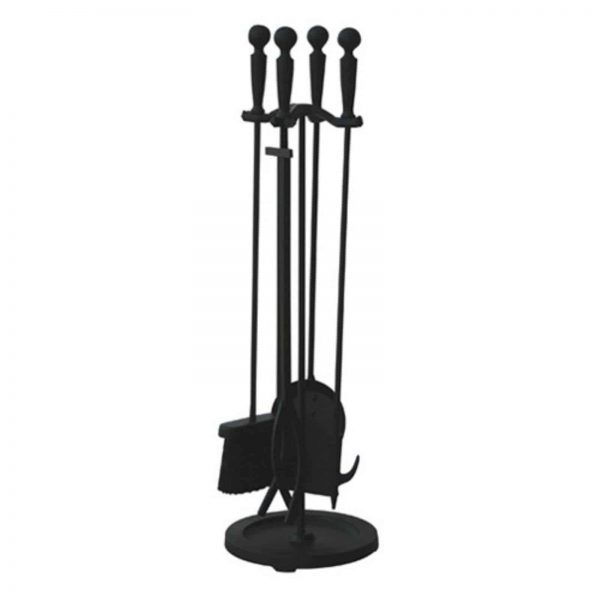 Uniflame Wrought Iron Black Fireplace Ensemble with Log Holder 3