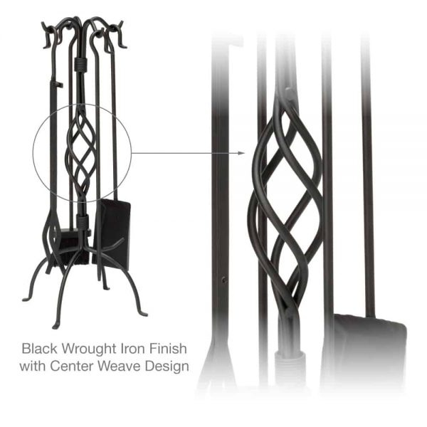 Uniflame Wrought Iron Fireplace Tool Set, Black Finish, 5-Piece 1