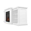 Valmont Entertainment Center Electric Fireplace in White by Real Flame 7