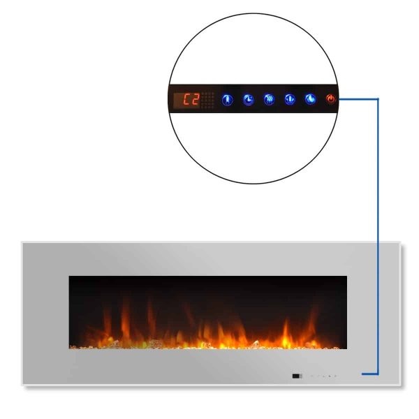 Valuxhome Luxey 50" 750W/1500W, Wall Mounted Electric Fireplace, Touch Screen Control Panel with Remote, Logsets and Crystals 1