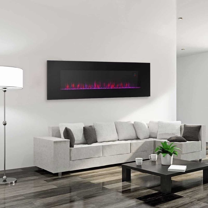 Ventless Electric Wall Mounted Modern Fireplace Heater