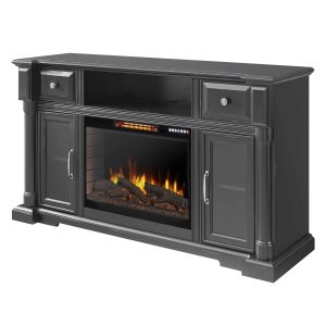 Vermont 60-in Media Electric Fireplace with Bluetooth in Aged Black Finish