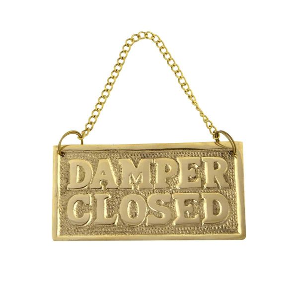 Vintage Style Solid Brass Open Closed Damper Sign Rustic Fireplace Chimney Flue Decor 1