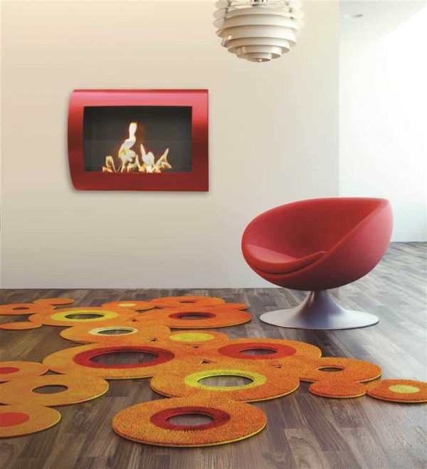 Wall Mount Fireplace in High Gloss Red Finish 1