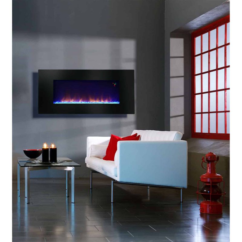 Warm House 48" Widescreen Wall-Mounted LED Fireplace with Customized Flame Patterns and Remote Control