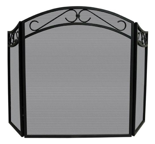 Wrought Iron Fireplace Screen w Scroll Design Accents