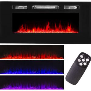XtremepowerUS 40" In-Wall Recessed Electric Fireplace Heater with Remote Control