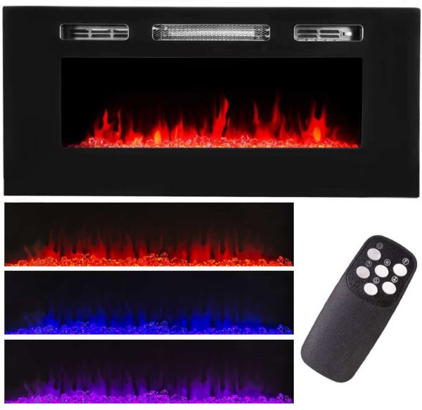 XtremepowerUS 40" In-Wall Recessed Electric Fireplace Heater with Remote Control