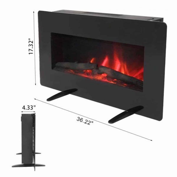 ZOKOP SF311-36G 36 Inch 1400W Wall Hanging / Fireplace Single Color / Fake Wood / Heating Wire / With Small Remote Control Black 8