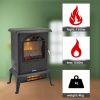 Zimtown 1500W Free Standing Electric 1500W Fireplace Heater Fire Flame Stove Wood Adjustable 12