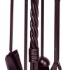 bronze 5 piece twist wrought iron fireset - 30 inch