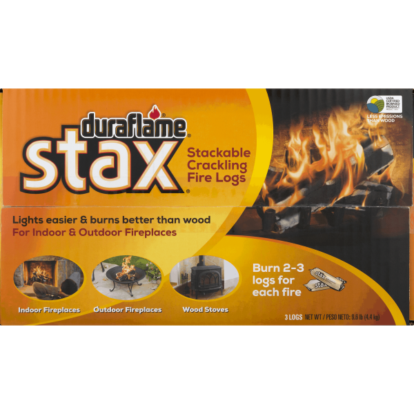 duraflame Stax Stackable Crackling Firelogs Indoor & Outdoor 3