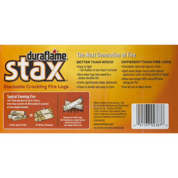 duraflame Stax Stackable Crackling Firelogs Indoor & Outdoor 4